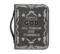 Kuiaobaty Lord Quotes Book Cover Case with Handle, Faux Leather Book Sleeve Case, God Saying Church Protective Bag with Pen Pockets