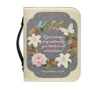 Kuiaobaty Lord Quotes Leather Book Cover Case with Handle, God Saying Floral Butterfly Bible Holder Bag, Christian Gifts Church Bag, Yellow,L