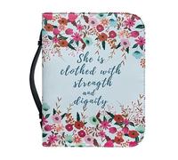 Kuiaobaty Lord Quotes Zipper Bible Bag God Saying Floral Bible Book Carrying Case with Handle, Perfect Gift for Women Mother