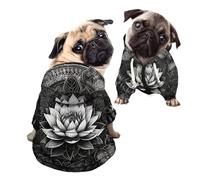 Kuiaobaty Lotus Floral Casual Soft Dog Hoodies Sketch Painting Comfy Doggy Hooded Sweatshirt Autumn Winter Stretchy Pet Jacket Sweater with Hat - S