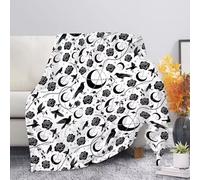 Kuiaobaty Moon Raven Warm Bed Blanket Cozy Soft Fleece Blankets, Gothic Roses Crow Print Throw Over for Sofa Decorative Large Size