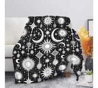 Kuiaobaty Moon Raven Warm Bed Blanket Cozy Soft Fleece Blankets, Gothic Roses Crow Print Throw Over for Sofa Decorative Large Size