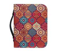 Kuiaobaty Moroccan Tile Pattern Small Book Cover with Zipper and Handle 9"x6", Bohemia Ethnic Bible Book Covers Holds & Protects
