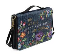 Kuiaobaty Multi-Color Floral Bible Cover Faux Leather Case with Pen Slots, Motivational Quotes Pattern Carrying Book Case Gift