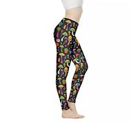 Kuiaobaty Mushrooms Tights for Girls Plus Size Black Activewear Leggings, Women Full Length Fitness Pants Base Layers Trousers Gift for Mushroom Obsession