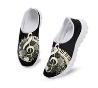 Kuiaobaty Music Note Womens Trainers Running Shoes Slip-on Sports Shoes, Piano Musical Roses Sneakers Low Rise Walking Outdoor Trainers