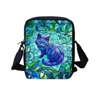 Kuiaobaty Neon Color Cat Small Shoulder Bag for Women Crossbody Phone Purse, Stained Glass Art Zipped Mobile Phone Wallet Bags