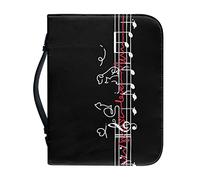 Kuiaobaty Novelty Music Staff Print Zipper Book Cover with Bookmark for Work,Study,Bible Book, Cat Dog Print Book Carrying Bag