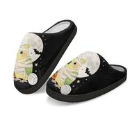 Kuiaobaty Novelty Parrot Slippers for Women, Halloween Mummy Bird Print inter Scuff Felt Slippers Soft Slip On Warm House Indoor/Outdoor Shoes
