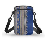 Kuiaobaty Ocean Ethnic Small Crossbody Bags for Women, Tribal Sea Wave Print Cell Phone Holder Belt Bag Running Sport Cross Body Pouch, Blue