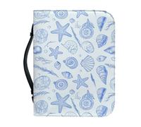 Kuiaobaty Ocean Starfish Print Bible Case Organizer, Cute Animal Shell Pattern Carrying Book Case Church Bag Bible Protective with Inside Pocket