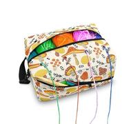 Kuiaobaty Orange Mushrooms Print Crochet Bag Large Yarn Storage Bag Knitting Organiser, Mushroom Lover Crochet Craft Bag for Knitting