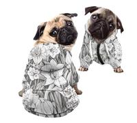 Kuiaobaty Orchid Floral Zipper Hooded Pet Clothing Breathable Dog Hoodies, Sketch Flower Painting Short Sleeve Puppy Pullover,Small Medium Dogs - L