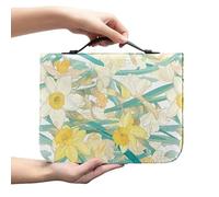 Kuiaobaty Orchid Flower PU Leather Carrying Book Case Bible Protective with Handle, Watercolor Floral Christian Art Gifts for Mother,Father,Wife,Kids