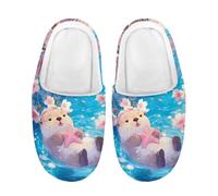 Kuiaobaty Otter Slippers for Kids Soft Slip On House Shoes with Memory Foam, Swimming Otter Floral Girls Slipper for Home & Outdoor Wear Non-Slip Sole