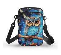 Kuiaobaty Owl Print Galaxy Crossbody Phone Bag Starry Sky Forest Bird Pattern Portable Messenger Shoulder Bag Small Mobile Phone Wallet Bags
