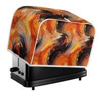 Kuiaobaty Paint Orange Black Toaster Covers 4 Slice Dust Proof Toaster Bags with Hook, Abstract Splash Color Protective Cover for Bread Machine