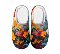 Kuiaobaty Painting Flowers Winter Slippers for Women Countryside Wild Floral Comfortable Room Slippers Home Shoes Indoor Slides Soft