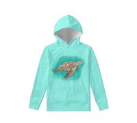 Kuiaobaty Painting Sea Turtle Kids Hoodies 6-15 Year, Sky Blue Boys Girls Tops Pullover School Sport Sweatshirt with Pocket