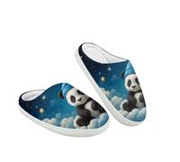 Kuiaobaty Panda Bear Kids Slippers Warm Slip On Shoes Non Slip, Sleepy Panda Stars Cozy House Shoes for Bedroom & Outdoor Play