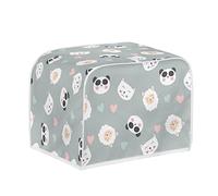 Kuiaobaty Panda Cat Alpaca Print Toaster Covers 4 Slice Cartoon Animals Cover for Bread Machine, Grey Dust Protection Case with Hook