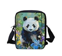 Kuiaobaty Panda Floral Small Crossbody Phone Bag for Women Oil Painted Panda Bear Zipper Camera Style Cross Over Phone Pouch Bag