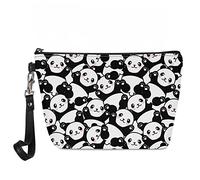 Kuiaobaty Panda Print Cosmetic Bag for Women Cute Animals Travel Toiletry Washbag Kawaii Panda Bear Girls Leather Makeup Organizer Bag