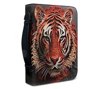 Kuiaobaty Paper Carving Tiger Bible Cover with Handle, Animal Paper Sculpture Faux Leather Book Cover Case with Zipper, Small Lager 4 Size