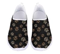 Kuiaobaty Paws Print Womens Mesh Trainers Leopard Print Running Shoes Slip on Trainers for Jogging, Hiking, Breathable Sneakers