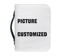 Kuiaobaty Photo Customized Bible Book Cover Protector with Handle, Personalized Picture Custom Book Case for Book Lover, Vegan PU Leather,L