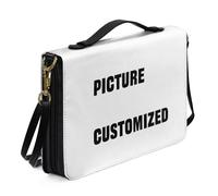 Kuiaobaty Picture Customized Bible Cover Case Crossbody Book Bag with Pen Slots, Photo Printed Vegan PU Leather Carrying Book Case,L