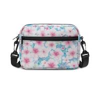 Kuiaobaty Pink Cherry Flower Zipper Cross Body Phone Bags, Watercolor Flowers Shoulder Handbags for Ladies Small Crossbody Travel Bag Multi Pocket