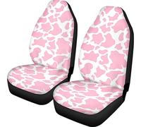 Kuiaobaty Pink Cow Print Car Front Seat Covers, Animal Texture 2 Pcs Elastic Cars Interior Protector Universal Fit For Cars,Van,Truck