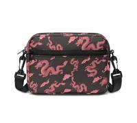 Kuiaobaty Pink Dragons Crossbody Bags for Women Multi Pockets Shoulder Handbag, Chinese Dragon Print Camera Cross Body Bag for Lady, Adjustable Strap