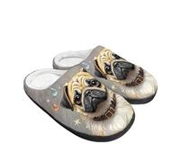 Kuiaobaty Pug Dog Women's Cosy Memory Foam Slippers, Cartoon Puppy Dogs Ladies Winter House Shoes Indoor and Outdoor Slippers Scuff