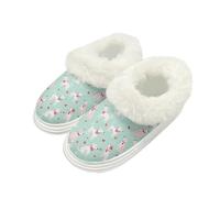 Kuiaobaty Puppy Dogs Slippers Women Winter Fluffy Slipper with Fluffy Collar, Dalmatian Dog Print Comfort House Fleece Lining Home Shoes Memory Foam