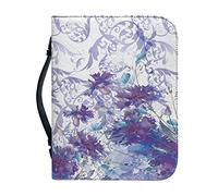 Kuiaobaty Purple Cornflowers Book Cover Case for Bible, PU Leather Book Sleeve Case, Carrying Church Protective Bag with Pen Pockets