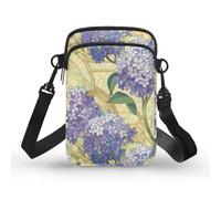 Kuiaobaty Purple Lilac Flower Small Crossbody Bag for Women Phone Purse, Stained Glass Flowers Small Sing Bags with Adjustable Shoulder Strap