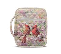 Kuiaobaty Quilted Bible Cover Cherry Blossom Cardinal Large Bible Cover Case for Women with Handle & Zipper, Pink Bible Book Holder for Women Teens Church Study Christian Gift