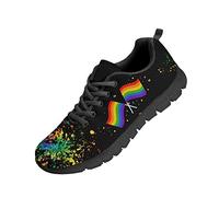 Kuiaobaty Rainbow Flag Women's Walking Shoes Gay Pride Print Mens Sneakers Arch Support Color Splash Running Shoes Black Trainers LGBT