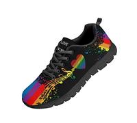 Kuiaobaty Rainbow Hearts Breathable Mesh Sneakers for Men Color Splash Working Shoe Lightweight Gay Pride Arch Support Trainers, Love is Love
