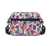 Kuiaobaty Rainbow Leopard Print Cross Body Shoulder Bag for Women, Colorful Leopard Spots Camera Crossbody Bag Zipper Handbag Strap Satchel