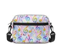 Kuiaobaty Rainbow Music Notes Women's Crossbody Bag Multi-Pocket Shoulder Bags, Tie Dye Pink Blue Cross-Body Handbags for Ladies Shopping Work