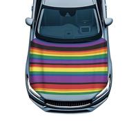 Kuiaobaty Rainbow Stripes Car Hood Cover Easy Installation Car Hood Cover Protector Removable Automotive Accessories Fabric Hood Cover All-Season Protection for Cars Decor