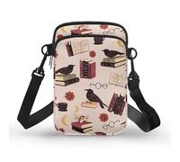 Kuiaobaty Raven Books Print Small Crossbody Bag for Women Phone Purse, Reading Book Theme Small Sing Bag with Adjustable Shoulder Strap