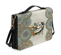 Kuiaobaty Retro Horse Print Large Bible Cover with Handle,Ethnic Mandala Flower Pattern Carrying Book Case Church Bag Bible Study Carry Bible Book Bag