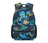 Kuiaobaty Rock Star Dinosaur School Backpack for Kids Boys - 17 Inch Cartoon Large Bookbag with Main Compartment for Elementary School Students 8-10