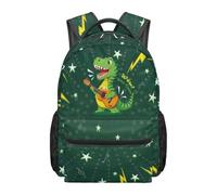 Kuiaobaty Rock Star T-Rex Kids Backpack 17 Inch Bookbag for Boys - Lightweight Reduced Pressure Primary School Bag Unique Print Backbag