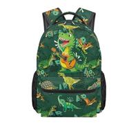 Kuiaobaty Rock Star T-Rex School Backpack for Boys Reduced Pressure School Bookbags 17 Inch Large Schoolbag for Kids Elementary Ages 8-10