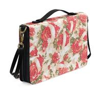 Kuiaobaty Rose Floral Santa's Hat PU Leather Bible Cover with Shoulder Strap, Christmas Snowflakes Book Organizer Bag Prayer Bible Protector for Women